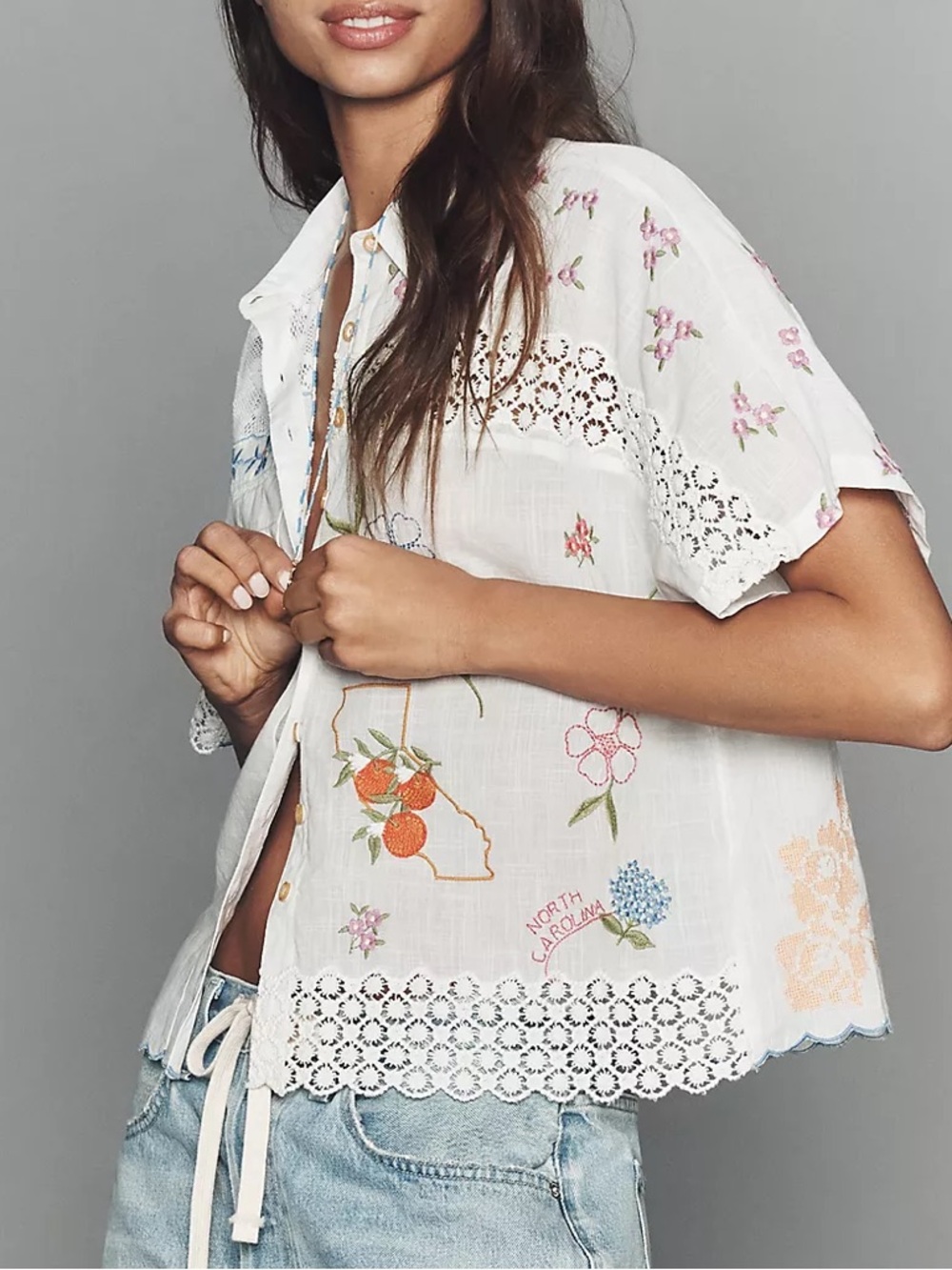 Anthropologie Cotton Embroidered top